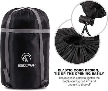 REDCAMP Sleeping Bag Stuff Sack, Black M, L, XL and XXL Compression Sack, Great for Backpacking and Camping