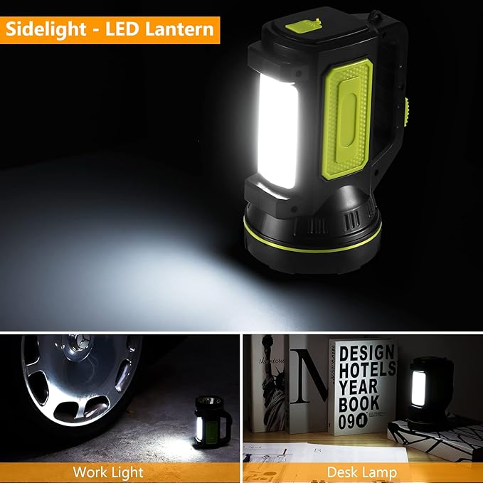 ONEVER Rechargeable Spotlights Handheld Flashlight LED Super Bright Rechargeable Flashlight, 2 Modes LED Searchlight 1200mAh Hand Flashlight Portable LED Lantern Outdoor Camping Emergency Flashlight