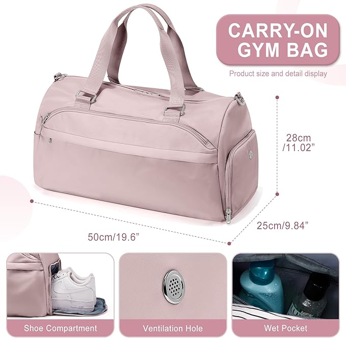 Gym Bag for Women Men, Sport Duffle Bag with Shoe Compartment, Waterproof Travel Shoulder Bag, Carry on Tote Bag for Workout, Yoga, Swimming