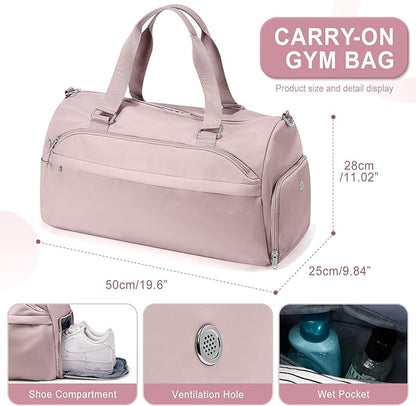Gym Bag for Women Men, Sport Duffle Bag with Shoe Compartment, Waterproof Travel Shoulder Bag, Carry on Tote Bag for Workout, Yoga, Swimming