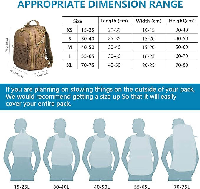 Waterproof Backpack Rain Cover(15-75L),Portable Anti Slip Rain Cover for Backpack,Cross Buckle Straps,Outdoor Anti-tear Backpack Raincover for Camping Hiking Biking Hunting Traveling