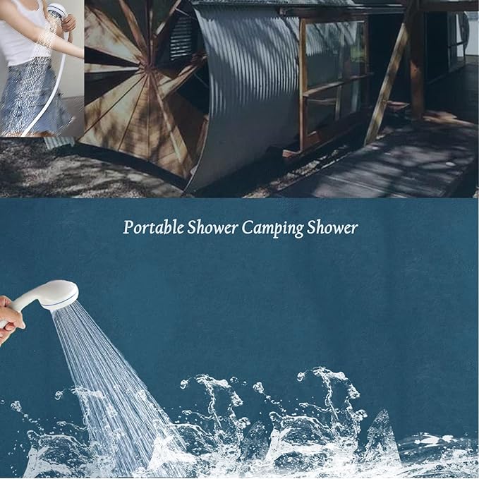 Portable Shower for Camping, Portable Camping Shower, Rechargeable Portable Outdoor Shower Head with Hose, 2 Travel Shower Heads, 6ft Hose