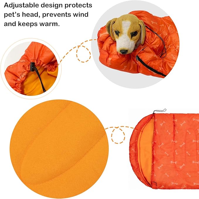 KUDES Dog Sleeping Bag Waterproof Warm Packable Dog Bed with Storage Bag for Indoor Outdoor Travel Camping Hiking Backpacking (43''Lx27''W)