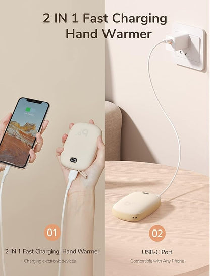 JISULIFE Hand Warmers, Rechargeable Electric Reusable Hand Warmers/Power Banks, Pocket Warmers with LED Display, Portable Hot Hands Hand Warmers for Outdoors Indoor, Gifts for Men Women Mom Dad