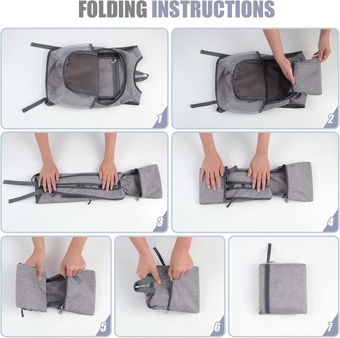 15L Hiking Backpack Small Travel Backpack Lightweight Packable Backpacks Casual Daypack for Women and Men, Light Grey
