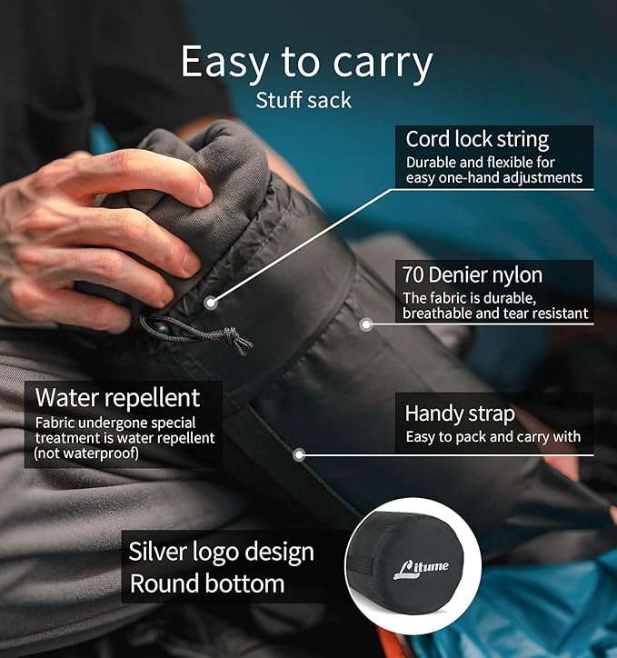 All Season Fleece Sleeping Bag Liner Adds Up to 27°F/ 15°C, Lightweight Mummy Sleeping Sack for Cold Weather and Winter Backpacking, Camping, Traveling with Drawstring Hood and Stuff Sack E629