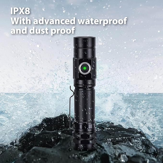 M11 1300 lumens USB-Type C Rechargeable LED Outdoor Long Beam Flashlight. IPX8 Waterproof. 5 Models for EDC,Hiking Emergency and Outdoor Use - Camping Accessories