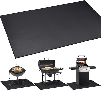 Under BBQ Grill Mat for Outdoor Charcoal, Flat Top, Smokers, Gas Grills 65×39 Inch. Fireproof Mat Protector Deck Patio Grass.Indoor Fireplace Mat Prevents Ember Damage Wood Floor,Fire Pit Mat