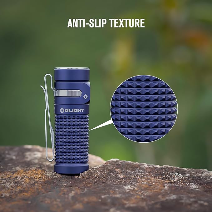 OLIGHT Baton4 Rechargeable EDC Flashlight, LED Pocket Flashlight 1300 Lumens with Magnetic Charging Cable, Small Powerful Bright Flashlight for Home, Camping, and Emergencies (Regal Blue)