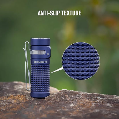OLIGHT Baton4 Rechargeable EDC Flashlight, LED Pocket Flashlight 1300 Lumens with Magnetic Charging Cable, Small Powerful Bright Flashlight for Home, Camping, and Emergencies (Regal Blue)