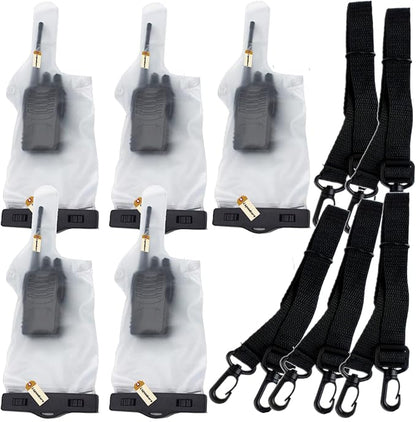 Lsgoodcare 5Pcs Portable Two Way Radio Waterproof Rainproof Bag Case Pouch Compatible with Motorola Kenwood Midland UV-3R UV-5R PX-888 Walkie Talkie Radio,5 Inch x 13.8 Inch, White