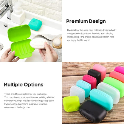 2 Pcs Plastic Soap Case Holder Container Box Home Outdoor Hiking Camping Travel Light Green