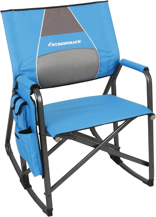 STRONGBACK Director with Innovative Lumbar Back Support Heavy Duty Camping Chair with Side Table
