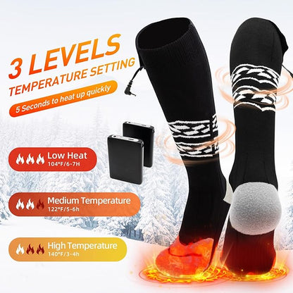 Heated Socks for Men Women,5000mAh Rechargeable Electric Heated Socks,Washable Unisex Winter Thermal Socks,Feet Warmers for Skiing Camping Hiking Hunting Outdoor