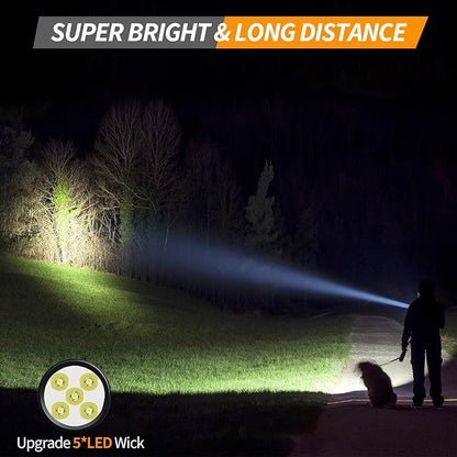 Rechargeable Flashlights High Lumens, Small LED Flashlight 2000 Lumens, EDC Super Bright Flashlight, IP68 Waterproof Flashlights for Camping Hiking Emergencies -Black