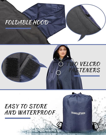DUKUSEEK Large Waterproof Stadium Blanket for Cold Weather, Soft Warm Fleece Camping Blanket Windproof for Outdoor Sporting Events, Football Games,Navy Blue,79"x 59"