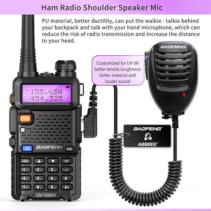 Baofeng UV-5R 8W Ham Radio Handheld Long Range UV5R Two Way Radio with Double Battery Extra Programming Cable Speaker Mic Rechargeable Walkie Talkies (Black-8W 1Pack Full Kits)