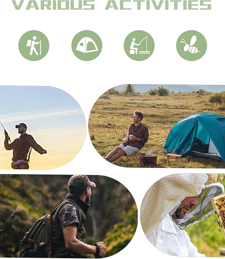 HENNCHEE Mosquito Suits for Adults, Mesh Net Bug Jacket Pant Suit, Outdoor Full Body Protection Mosquito Proof Clothing