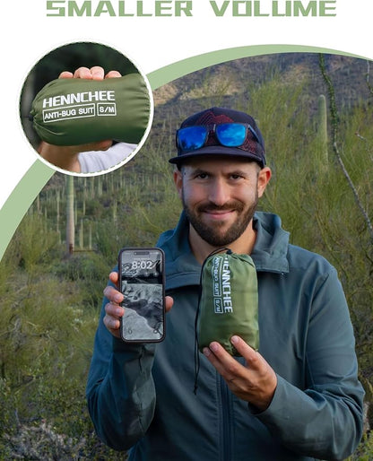 HENNCHEE Mosquito Suits for Adults, Mesh Net Bug Jacket Pant Suit, Outdoor Full Body Protection Mosquito Proof Clothing