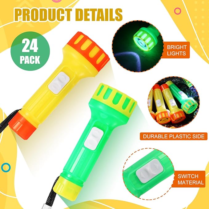 24 Pcs Mini Flashlight Bulk Small Multicolor LED Flashlights with Lanyard Portable Flashlights Lightweight Handheld Flashlight for Night Party Favors Gift Camping Hiking Home(Rainbow Style)
