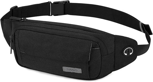 SINNO Large Crossbody Fanny Pack for Women Men Belt Bag With 4-Zipper Pockets for Travel Running Hiking Workout Dog Walking Outdoors Sport Fishing Waist Pack Bag Carrying All Phones