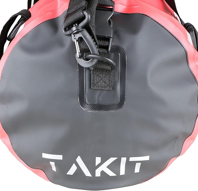Waterproof Duffle Bag Travel Dry Bag 500D PVC for Motorcycle Tail Kayaking Rafting Boating Swimming Camping Hiking Beach Fishing (Red, 60L)