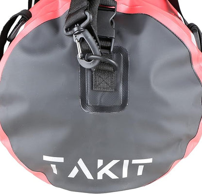 Waterproof Duffle Bag Travel Dry Bag 500D PVC for Motorcycle Tail Kayaking Rafting Boating Swimming Camping Hiking Beach Fishing (Red, 60L)