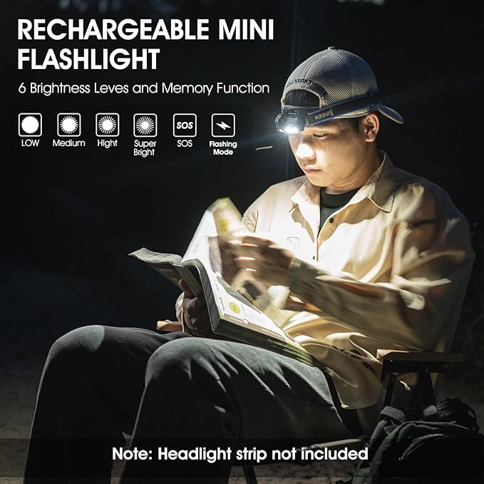 WUBEN E7 1800 Lumen Rechargeable Mini Flashlight with Magnet - Super Bright 6 Modes Khaki EDC Flashlight, Typ-C Rechargeable LED; IP68 Pocket Flashlight for Headlamp Use, Rescue, Camping