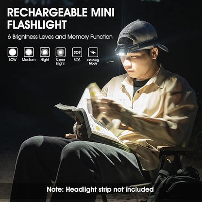 WUBEN E7 1800 Lumen Rechargeable Mini Flashlight with Magnet - Super Bright 6 Modes Khaki EDC Flashlight, Typ-C Rechargeable LED; IP68 Pocket Flashlight for Headlamp Use, Rescue, Camping