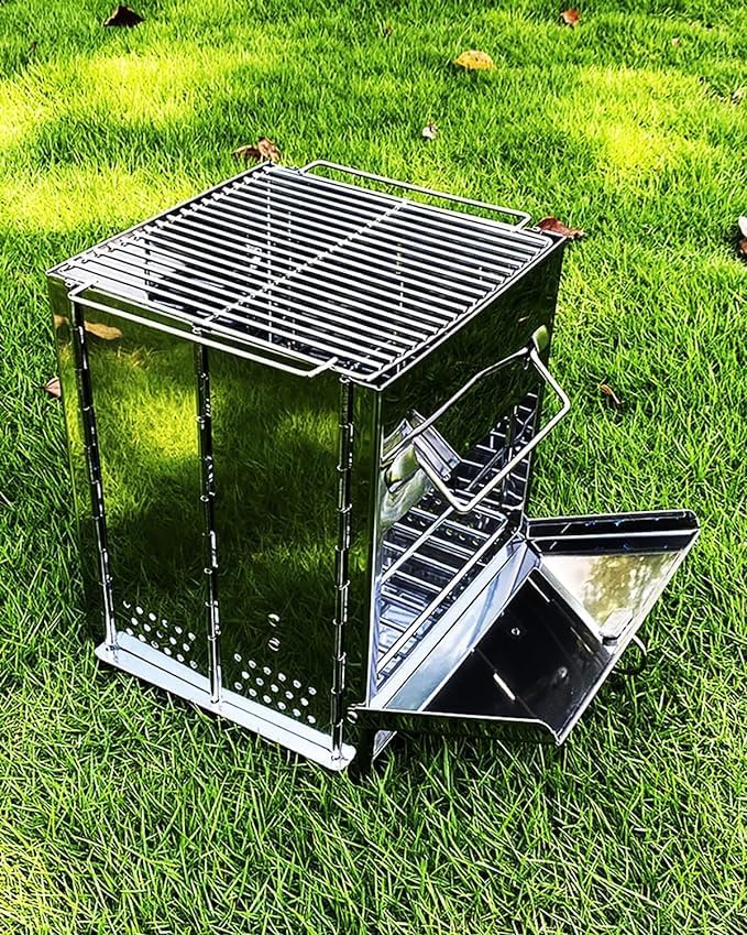 Rocket Stove Folding Camp Stove Foldable Camping Stove Folding Stove Camp Stove Wood Burning Rocket Portable Backpacking Stainless Steel Light Folding Stove for Outdoor Hiking Camping
