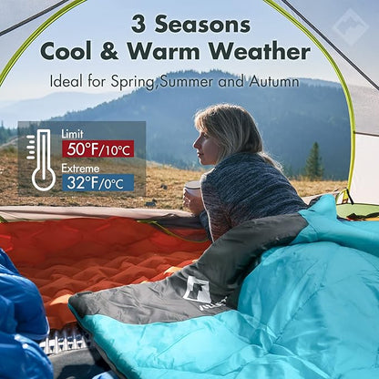 VILLEY Camping Sleeping Bag for Adults Boys and Girls, Lightweight Compact Backpacking Sleeping Bag for Outdoor, Traveling, Hiking