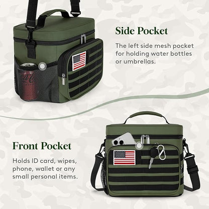 Lifewit Tactical Lunch Box for Men, Leakproof Insulated Large Lunch Cooler with MOLLE Webbing and Shoulder Straps, Heavy Duty Lunch Bag for Men Work Camping Picnic, 13L Green