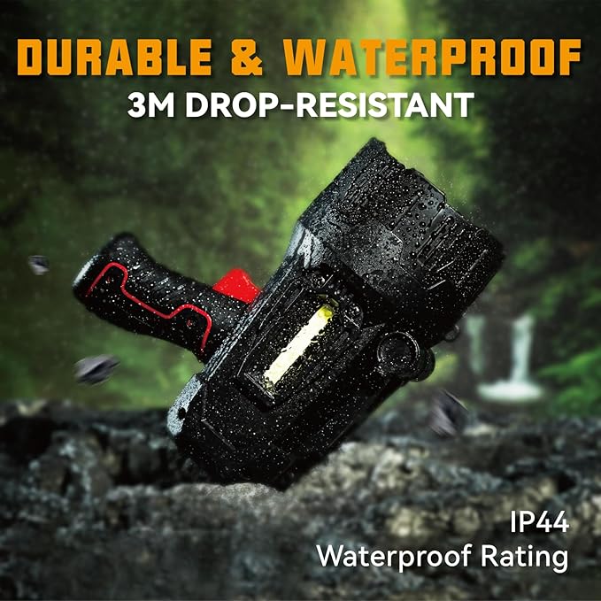 Durapower Rechargeable Spotlight, 150000 Lumens LED Spotlight Flashlight, IP44 Waterproof Handheld Spotlight for Indoor Outdoor Farm Camping Emergency