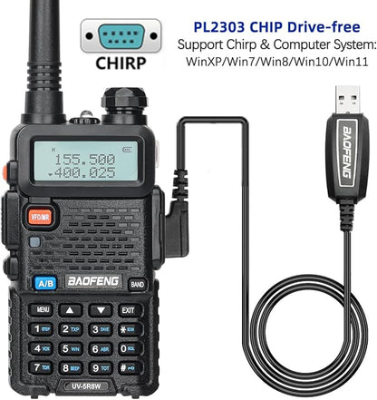 BAOFENG UV-5R 8W Ham Radio Long Range Handheld UV5R Dual Band VHF UHF Baofeng Radio with 3800mAh+1800mAh Battery,Speaker Mic and Programming Cable Walkie Talkies Full Kit