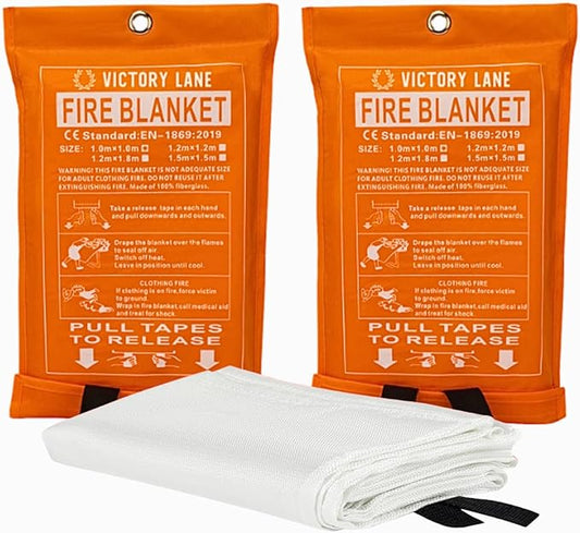 2 Pack Emergency Fire Blanket - Fire-Resistant Safety Blankets for Kitchen, Home, Car, Camping Use - Compact Fire Extinguisher Blanket for Smothering Flames