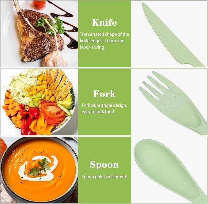 Lnrkai 8 Sets Reusable Utensils Set with Case, 2 Sizes Travel Utensils Cutlery Sets, Plastic Spoons and Forks Set for Lunch Box Accessories for Kid Adults Travel Picnic Camping Use