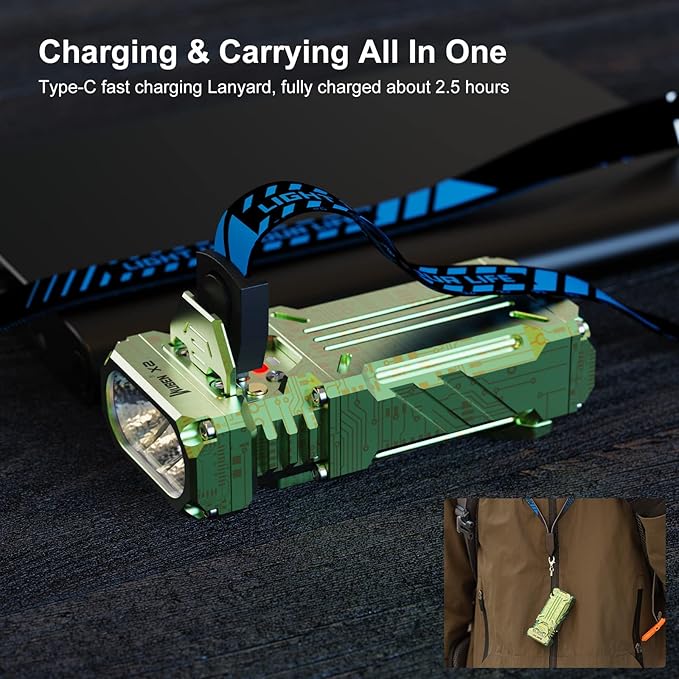 WUBEN X2 1,800 High Lumens Outdoor Pocket Flashlight 90+ High CRI, 175° Floodlighting Mini Rechargeable Flashlight for EDC, Camping, Night Walk, Emergency with 6 Light Modes, Type-C Charging Lanyard