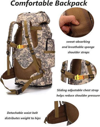 100L Hiking Camping Backpack Tactical Backpack for Men Large Survival Hunting Waterproof Backpack Molle Rucksack Military Camping Backpacking Daypack