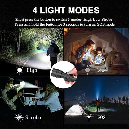 wowlite Flashlight Rechargeable, Super Bright Pocket LED Flashlights with Adjustable Brightness, Zoomable High Lumens Small Flash Light, Long Lasting for Outdoor Camping Home Emergency (Red)
