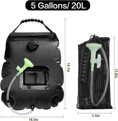 Solar Shower Bag Portable Shower for Camping Heating Camping Shower Bag 5 Gallons/20L Hot Water 45°C Switchable Shower Head for Camping Beach Swimming Outdoor Traveling Hiking…