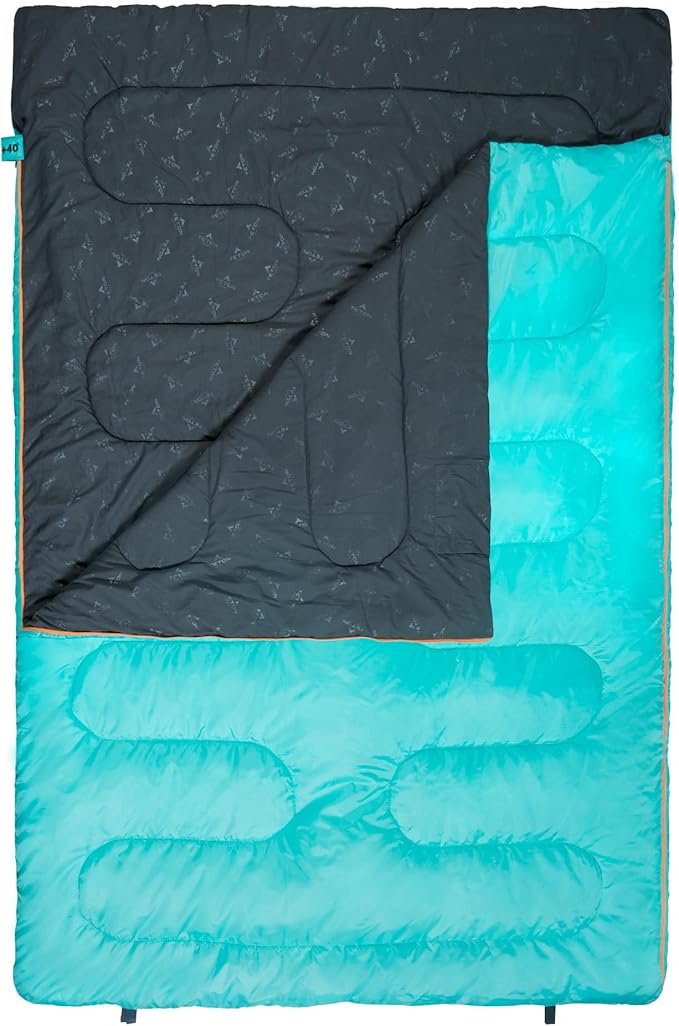 TETON Sports Cascade Double Sleeping Bag; Lightweight, Warm and Comfortable for Family Camping, Teal, 87" x 60"