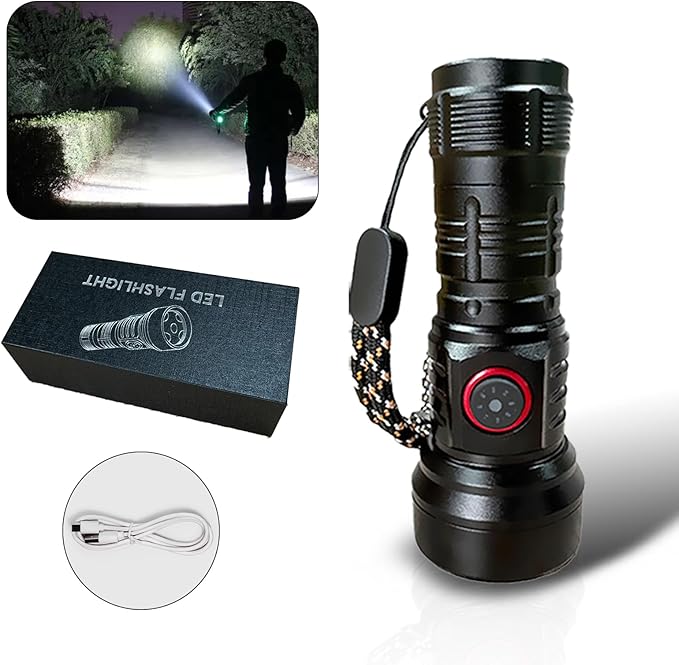 Mini Flashlights High Lumens Rechargeable, Super Bright Flashlight, Mini Flashlights for EDC Carry, Tactical Flashlight Waterproof Handheld Flash Light LED Flashlight for Emergencies, Camping, Hiking