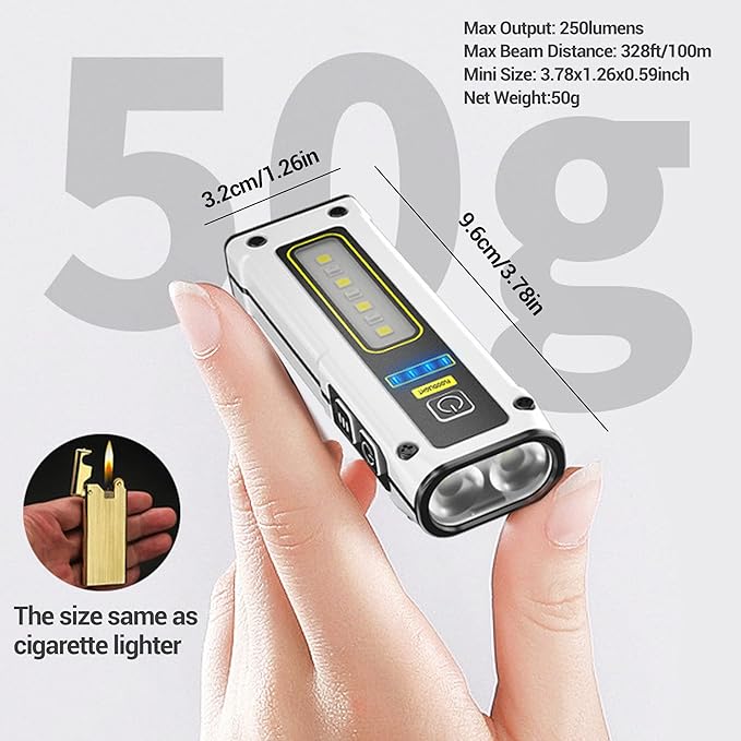 FZH Small Rechargeable Flashlights Powerful - Real 250 Lumens 800mAh Mini Flashlights with 7 Light Modes, TYPE-C Fast Charging with Power Bank Function, Flashlights for Emergencies, Camping, Hiking