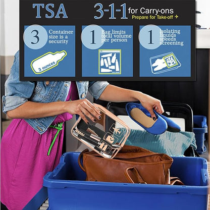 TSA Approved Clear Travel Toiletry Bag wih Zippers Carry-on Travel Accessories Quart Size Toiletries Cosmetic Pouch Makeup Bags for Men and Women (2pcs Lotus Pink)