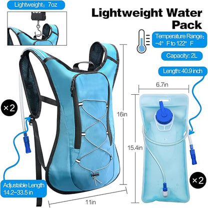 1.5/2/2.5/3L Hydration Bladder, 2pcs Water Bladder, Leakproof Water Reservoir for Hiking Biking Climbing Cycling Running Camping Backpack, Blue and Army Green