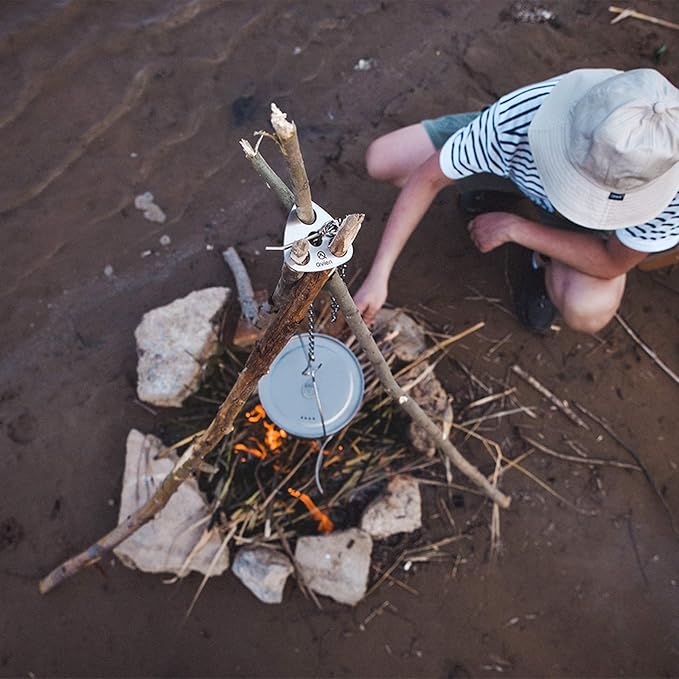 Camping Tripod board - Turn Branches into Campfire Tripod, Stainless Steel Campfire Support Plate with Adjustable Chain for Hanging Cookware - Perfect Camping Accessories for Outdoor Cooking