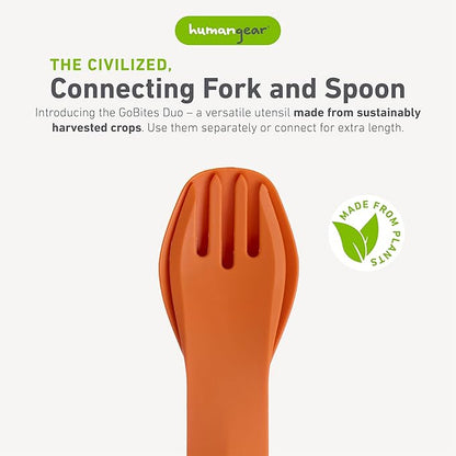 ﻿GoBites Duo and Bio Duo Travel Silverware, Full Size Portable Fork & Spoon, Reusable Utensil Set, PC and BPA-free, Food-Safe Nylon or Plant-Based Resin, ﻿Extended - 9.1” X 1.6”