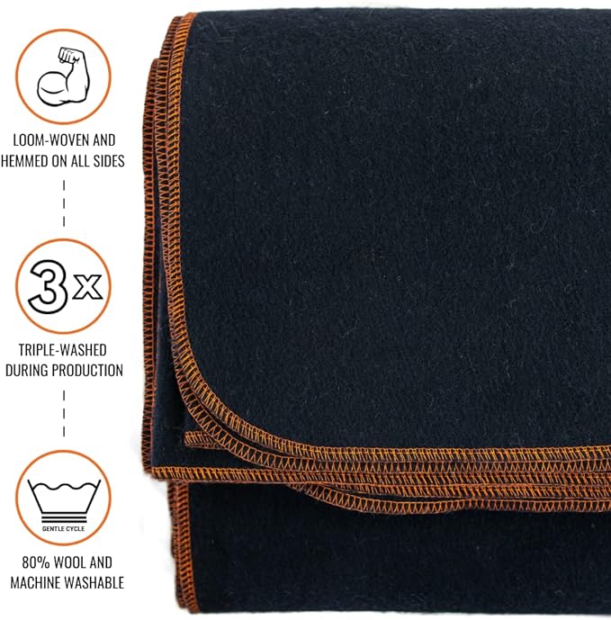 Arcturus Military Wool Blanket - Warm, Thick, Washable - Great for Outdoors, Camping, Stadium Blanket, Picnics, Travel - Car & Bushcraft Survival Kits, Large 64in x 88in 4.5 lb