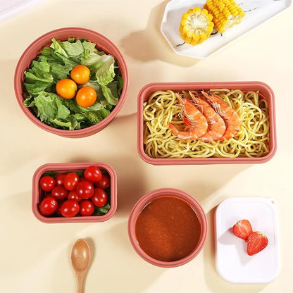 Collapsible Bowls for Camping（41oz,100% Food-grade Silicone Bowl with Lid Free BPA,Folding Mixing Bowls for Travel,RV storage,Leftovers,Swell Salad Bowl Kit