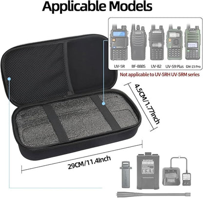 BAOFENG Walkie Talkie Case Holder Handheld Ham Radios Hard Storage Carrying Case For UV-5R BF-F8HP GM-15 Pro UV-5RA UV-5R+ Plus UV-5RE GT-5R BF-888S UV-S9 Plus UV-82 And Radio Accessories(Bag Only)